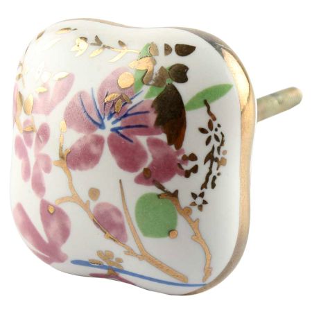 Pink Flower Square Ceramic Drawer Knob Online